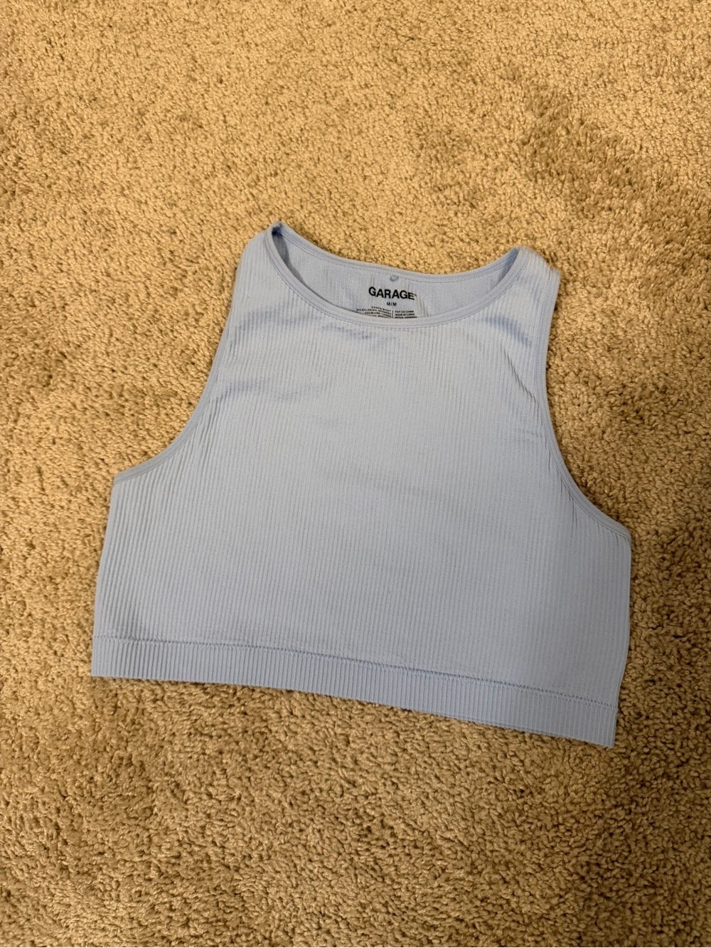 Garage Ribbed Crop Tank Top - Light Blue, Medium!